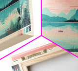 Lake George Florida Framed Canvas Print, Panoramic Wall Art, Midcentury Modern, Pop Art, Bedroom Decor, Travel Poster, Living Room Art