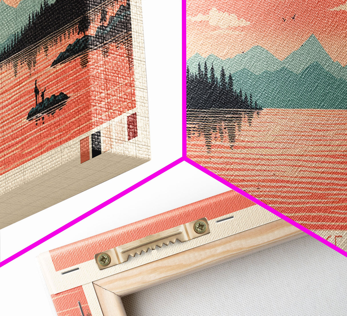 Lake George New York Framed Canvas Print, Panoramic Art, Midcentury Modern, Pop Art, Living Room Wall Art, Travel Poster, Lake House Decor