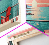 Lake Metigoshe North Dakota Framed Canvas Print, Panoramic Wall Art, Midcentury Modern, Pop Art, Living Room Decor, Travel Poster