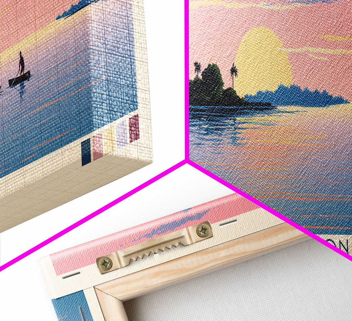 Lake Tarpon Florida Framed Canvas Print, Panoramic Wall Art, Midcentury Modern, Pop Art, Living Room Decor, Travel Poster, Lake House Art