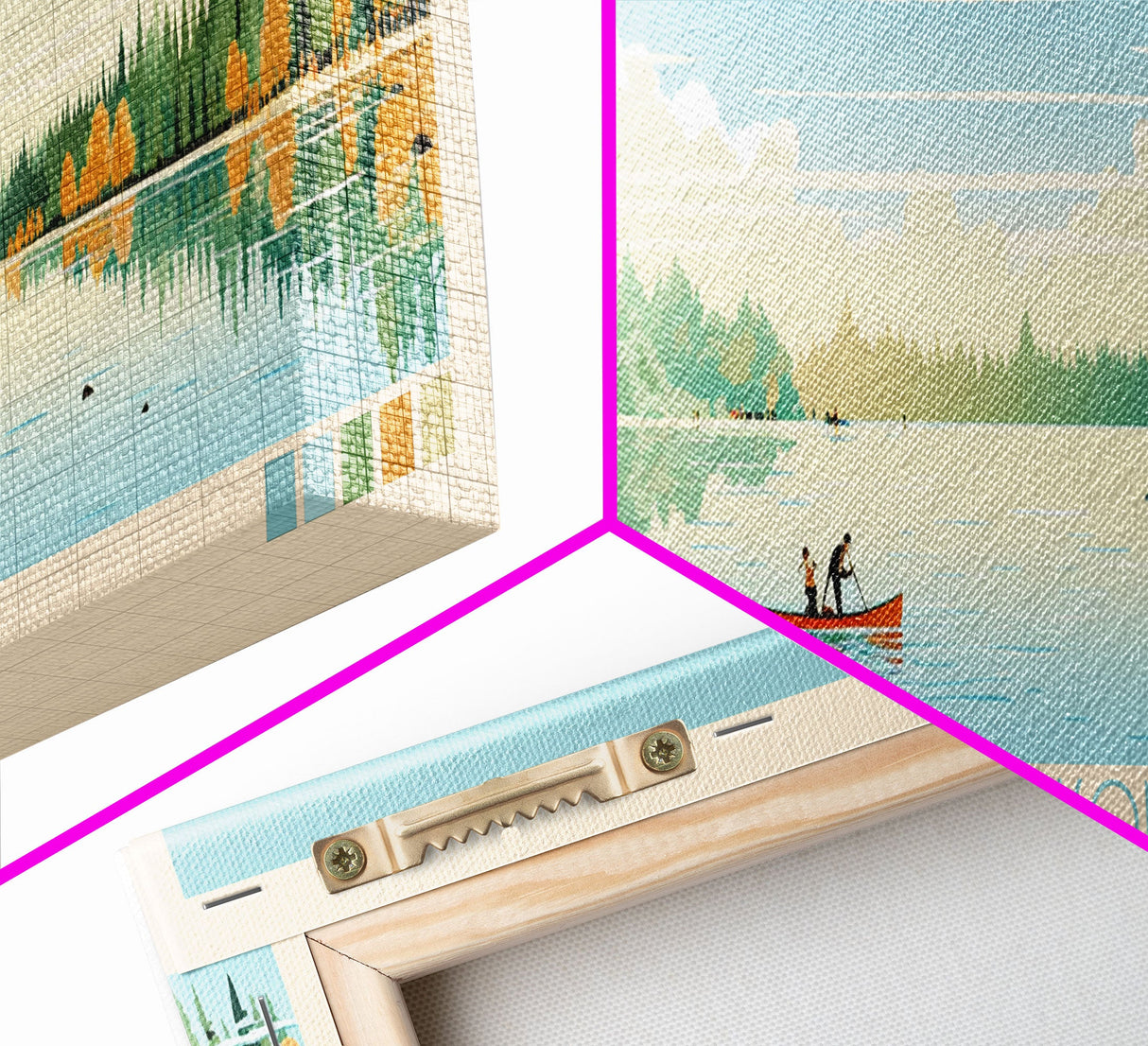 Lake Tewaukon North Dakota Framed Canvas Print, Panoramic Wall Art, Midcentury Modern, Pop Art, Living Room Decor, Travel Poster, Lake House Art