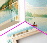 Lake Tewaukon North Dakota Framed Canvas Print, Panoramic Wall Art, Midcentury Modern, Pop Art, Living Room Decor, Travel Poster, Lake House Art