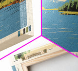 Marsh Creek Lake, Pennsylvania Panoramic Wall Art Framed Canvas Print, Midcentury Modern, Pop Art, Home Decor, Travel Poster, Bedroom Art