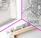 Madrid City Map, Spain Map, Map Art, Modern Art, Wall Art, Canvas Art, Europe Wall Art, Girl Room Décor, Mens Gift, Preppy Wall Art, Office