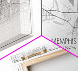 Memphis City Map, Tennessee Map, Map Art, Minimalist Wall Art, Wall Art, Canvas Art, Travel Gifts For Women, Country Home Décor, Music Room