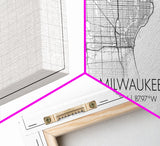 Milwaukee City Map, Wisconsin Map, Map Art, Minimalist Wall Art, Wall Art, Canvas Art, Country Home Art, Girl Room Décor, College Décor