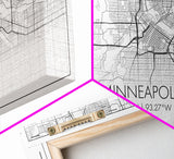 Minneapolis City Map, Minnesota Map, Map Art, Minimalist Wall Art, Wall Art, Canvas Art, Dorm Room Décor, Home Décor Wall Art, Gift For Dad