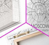Moscow City Map, Russia Map, Map Art, Minimalist Wall Art, Wall Art, Canvas Art, European Wall Art, Russian Wall Print, Gift For Friend