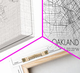 Oakland City Map, California Art, Map Print, Minimalist Wall Art, Wall Art, Canvas Art, Teen Room Art, Dorm Room Art, Graduation Gift
