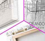 Orlando City Map, Florida Art, Map Print, Minimalist Wall Art, Wall Art, Canvas Art, New Homeowner Gift, Gaming Wall Décor, Wall Hanging