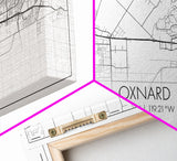 Oxnard City Map, California Art, Map Print, Minimalist Wall Art, Wall Art, Canvas Art, Long Wall Art, Teen Room Wall Art, Mom Birthday Gift