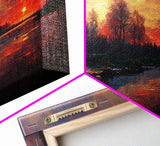 Lake Sunset Oil Painting On Canvas, Canvas Print, Ready to hang gallery wrapped nature canvas print, Lake Art, lake life oil painting style