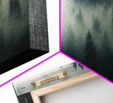 Foggy pine forest, Canadian forest art, framed canvas print, farmhouse decor, misty forst landscape