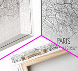 Paris City Map, France Art, Map Print, Minimalist Wall Art, Wall Art, Canvas Art, European Art, Dorm Room Wall Art, Gift For Traveler