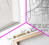 Port St Lucie City Map, Florida Art, Map Print, Minimalist Wall Art, Wall Art, Canvas Art, Rustic Wall Art, Birthday Gift, Dorm Room Décor