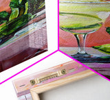 Martini Cocktail Framed Canvas Art, Canvas Bar Art, Tall and Narrow Kitchen Wall Art, Southwestern Wall Art, Margarita Painting for Kitchen