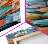 Colorful Textured Canvas Painting of Glass Rocks, Nature Art Print for Living Room, Oversized Canvas Art, Narrow Wall Art Print, Modern Art