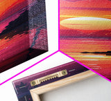 Retro Tropical Sunset Midcentury Modern Art - Framed Canvas Print, Boho Art, Skinny Art, Living Room Art, Bedroom Decor, Coastal Wall Art