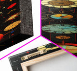 Interdimensional Wall Art, Retro Art Deco Clocks, Framed Canvas Print, Surrealist Decor