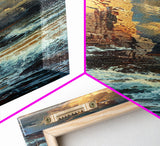 Majestic Cliffside and Crashing Waves in a Coastal Landscape on a Framed Canvas Print Tall Art Piece
