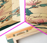 Delicate Magnolia Blossoms in Ukiyo-e Style, Tall Skinny Framed Canvas Print, Japanese Art for Vertical Spaces
