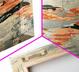 Sumo Wrestlers in Action Skinny Ukiyo-e Art Tall Framed Canvas Print with Japanese Cultural Heritage