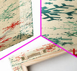 Snowflakes in Varied Sizes and Shapes Scattered on a Beige Canvas with a Distressed Texture Ukiyo-e Art Japanese Framed Canvas Print Skinny Tall Art