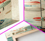Skinny Art, Japanese Style Art, Hanging Lanterns Wood Block Print Framed Canvas Print Tall Art Ukiyo-e Art