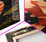 Skinny Art Tall Art Koi Fish Wood Block Print Japanese Style Art Swimming Among Lotus Flowers Framed Canvas Print