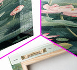 Tranquil Lotus Flowers And Large Green Leaves In Pond For Calming Nature Wall Art Ukiyo-e Japanese Style Art Canvas Print