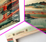 Stunning Mount Fuji With Red Bridge Reflection, Skinny Tall Framed Canvas Print, Feng Shui-Inspired Japanese Style Art For Wall Art
