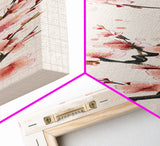 Cherry Blossom Branches On Canvas In Japanese Ukiyo-e Style, Traditional Woodblock Print, Framed Canvas Print, Tall Skinny Japanese Wall Art, Ready To Hang