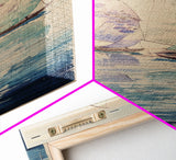 Sailboats On Calm Sea Canvas In Japanese Ukiyo-e Style, Traditional Woodblock Print, Framed Canvas Print, Tall Skinny Japanese Wall Art, Ready To Hang