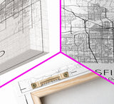 Bakersfield Street Map, California Map, City Wall Art, Home Wall Décor, Wife Gift, Minimalist Art, Wall Art, Canvas Print, Canvas Wall Art