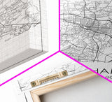 Durham Street Map, North Carolina Map, City Map Art, Minimalist Art, Wall Art, Canvas Print, Traveler Gift, Travel Wall Décor