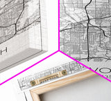 Fort Worth Street Map, Texas Map, City Map Art, Minimalist Art, Wall Art, Canvas Print, Travel Wall Art, Gifts For Women, Man Cave Décor