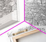 Paris Street Map, France Map, Europe City Map Art, Minimalist Art, Wall Art, Canvas Print, Bedroom Art, Gift For Traveler, Travel Wall Print