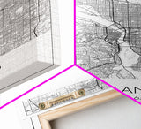 Portland Street Map, Oregon Map, City Map Art, Minimalist Art, Wall Art, Canvas Print, Black And White Art, Travel Print, Couples Gift