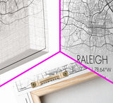 Raleigh City Map, North Carolina Art, Map Print, Minimalist Wall Art, Wall Art, Canvas Art, Gift For Couple, Man Cave Wall Art, Rustic Art