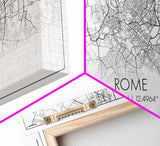 Rome City Map, Italy Art, Map Print, Minimalist Wall Art, Wall Art, Canvas Art, European Wall Art, New Home Gift, Landscape Wall Art, Prints