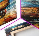Western Wagon Abstract Canvas Print Rustic Wall Art Farmhouse Art Southwest Landscape Painting Moody Art