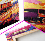 Bold Colorful Wagon Framed Canvas Print Rustic Wall Art Southwest Art Above Sofa Art Farmhouse Decor Moody Art