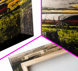 Scenic Prairie Wagon Art Framed Canvas Print, Rustic Decor, Farmhouse Art, Moody Art, Above Couch Art, Extra Wide Art