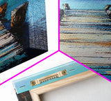 Coastal Dock Painting Framed Canvas Print coastal painting nautical wall art coastal decor seascape painting rustic wall art bedroom art