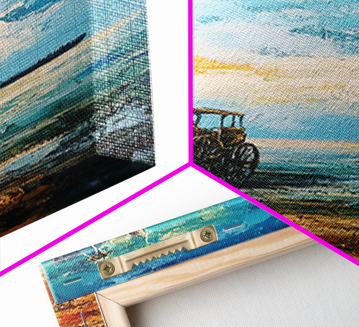 Seaside Wagon Oil Painting Framed Canvas Print, Coastal Landscape Art, Nautical Decor, Marsh Painting, Farmhouse Art, Above Couch Art