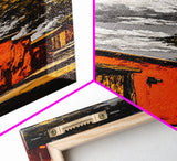 Southwest Adobe House Framed Canvas Print Rustic Wall Art Warm Earth Tone Painting Boho Wall Art Minimalist Art