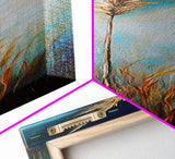 Golden Wheat Field Canvas Print Rustic Wall Art Vertical Landscape Painting Wabi Sabi Art Minimalist Art Tall Narrow Art