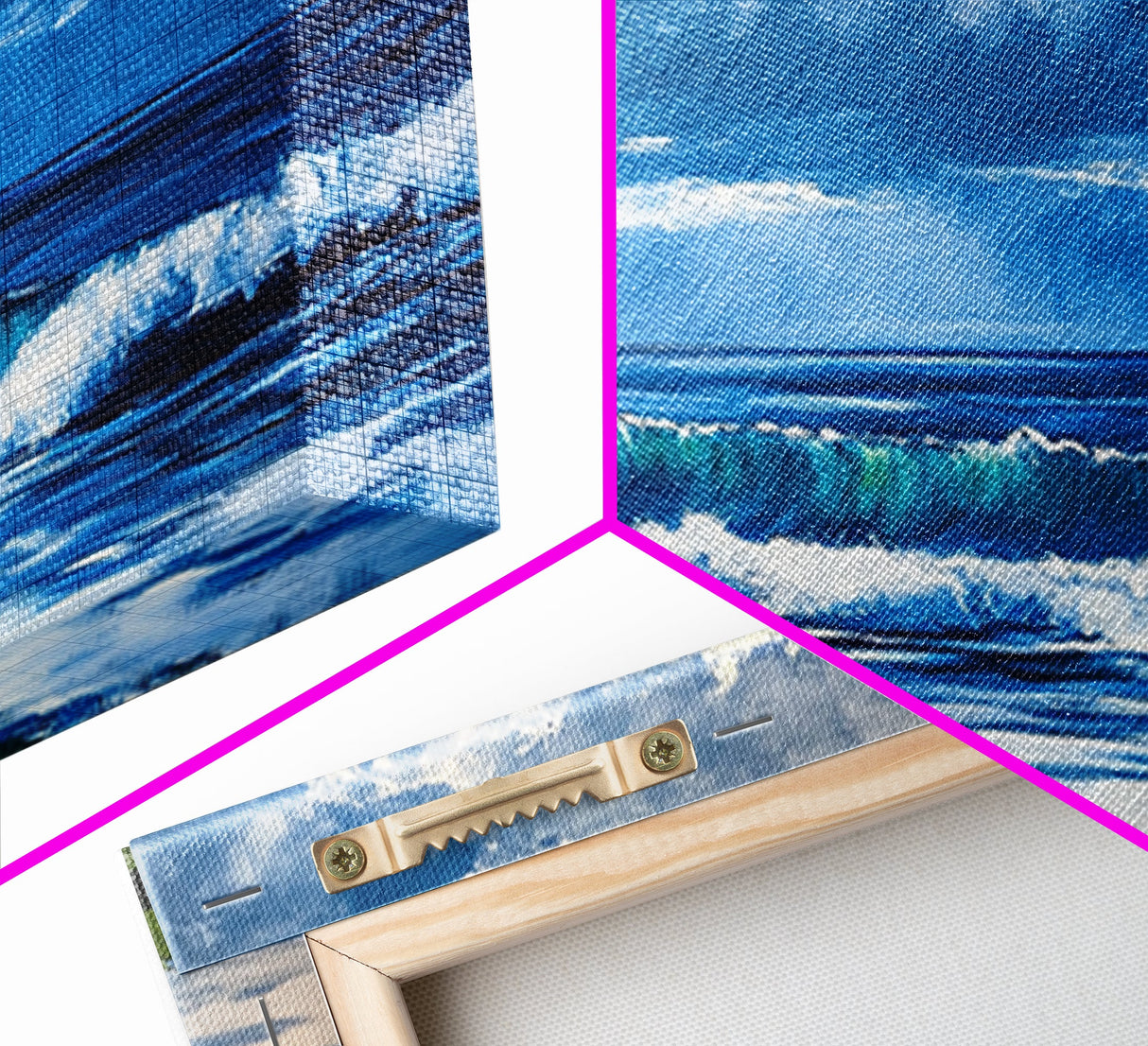 Ocean Waves, coastal decor, nautical painting, blue and green wall art, surf wall art, lake Tahoe art, Framed Canvas Print, panoramic art