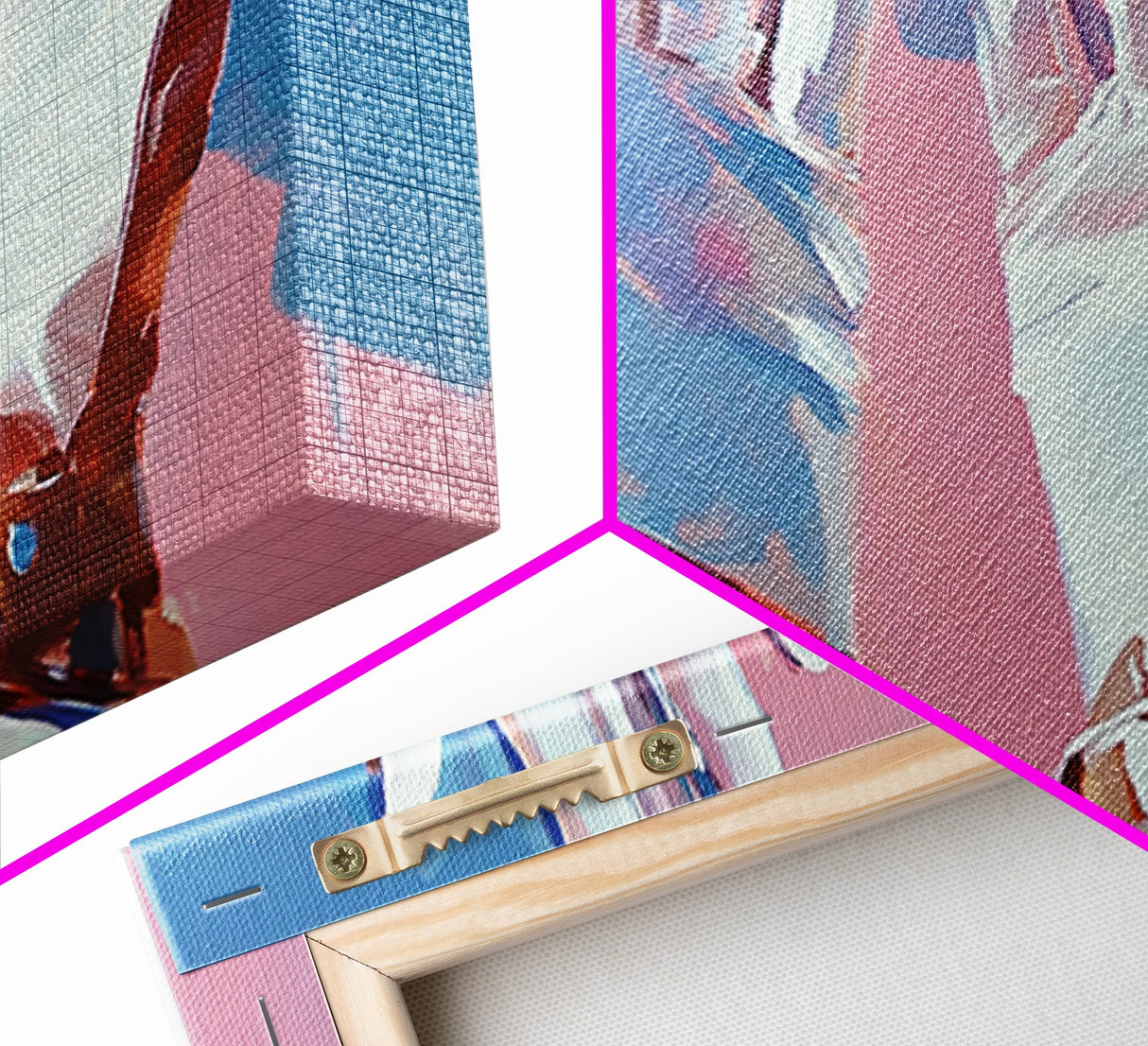 Hands Abstract Art, Pop Art Painting, Whimsical Art, Pink and Blue Wall Art, Modern Decor, Framed Canvas Print, Unique Gift Idea