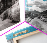 Abandoned Ghost Town Canvas Print Rustic Wall Art Western Landscape Painting Wabi Sabi Art Above Couch Art Extra Wide Horizontal Art